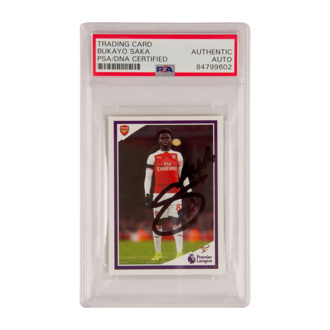 Bukayo Saka Signed 2019 Panini Tabloid Rookie Sticker #64 – PSA AUTHENTIC